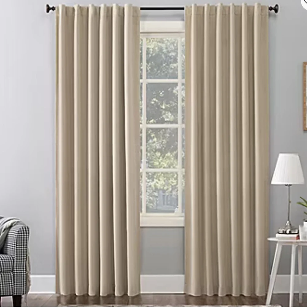 Luxury Gold Curtains Long Grommet Top 3 Pc Set JCPenney Royal Velvet Beige Gold